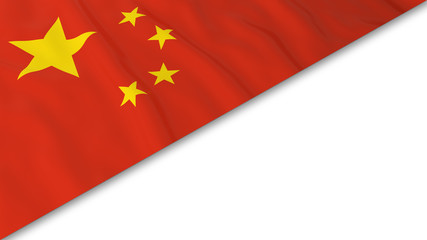 Chinese Flag corner overlaid on White background - 3D Illustration