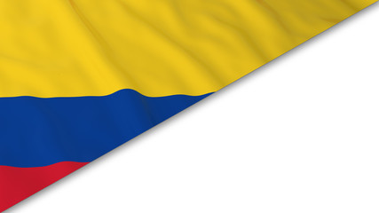 Colombian Flag corner overlaid on White background - 3D Illustration