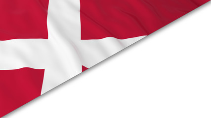 Danish Flag corner overlaid on White background - 3D Illustration