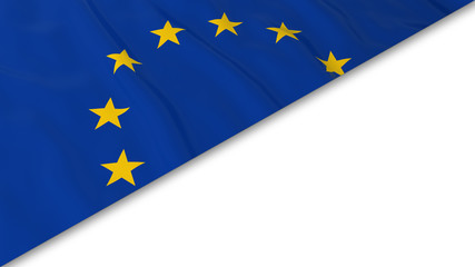 European Flag corner overlaid on White background - 3D Illustration