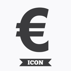 Euro sign icon. EUR currency symbol.