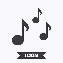 Music notes sign icon. Musical symbol.