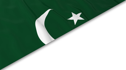 Pakistani Flag corner overlaid on White background - 3D Illustration