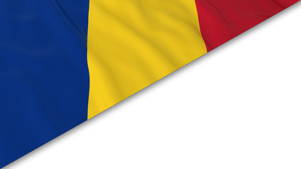Romanian Flag corner overlaid on White background - 3D Illustration