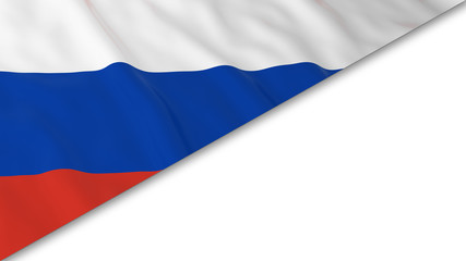 Fototapeta premium Russian Flag corner overlaid on White background - 3D Illustration