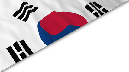 South Korean Flag corner overlaid on White background - 3D Illustration