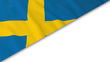 Swedish Flag corner overlaid on White background - 3D Illustration