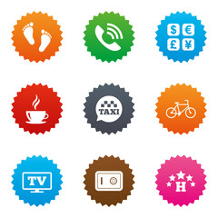 Hotel, apartment services icons. Coffee sign.