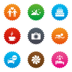 Hotel, apartment service icons. Swimming pool.