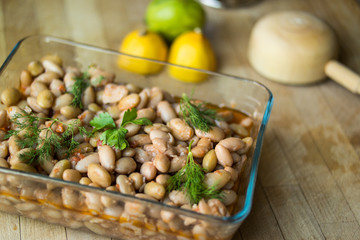 Barbunya Pilaki / Turkish Traditional Beans with olive oil.