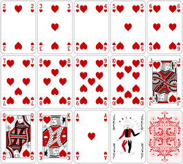 Poker cards heart set two color classic design