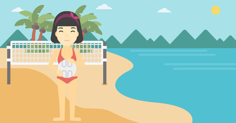 Beach volleyball player vector illustration.