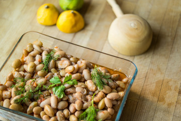Barbunya Pilaki / Turkish Traditional Beans with olive oil.