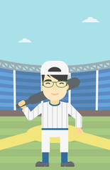 Baseball player with bat vector illustration.