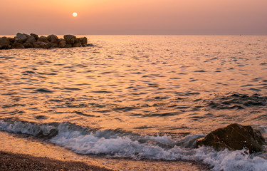 Brolo beach at sunset. Sicily