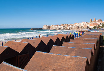 Naklejka premium Beautiful View of Cefalù Town In Sicily