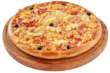 Pizza with ham and pineapple