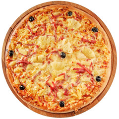 Pizza with ham and pineapple