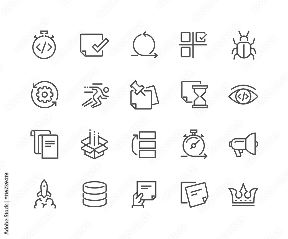 Poster line agile development icons