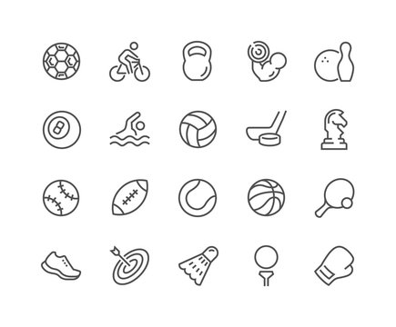 Line Sport Equipment Icons