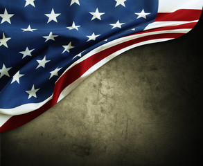 American flag on wall