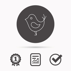 Bird with beak icon. Social media concept sign.