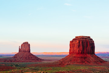 Buttes at sunset, The Mittens, Merrick Butte, Monument Valley, A