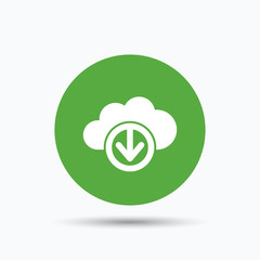 Download from cloud icon. Data storage sign.