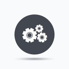 Cogwheels icon. Repair service sign.