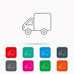 Delivery truck icon. Transportation car sign.