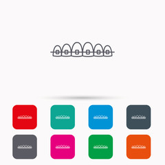 Dental braces icon. Teeth healthcare sign.
