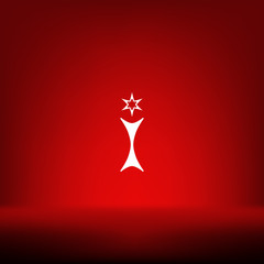 Flat paper cut style icon of trophy and award