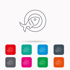 Fish icon. Seafood sign. Vegetarian food symbol.