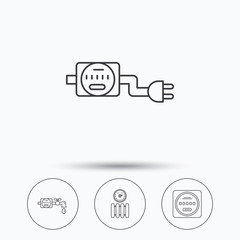 Electricity, radiator and water counter icons.