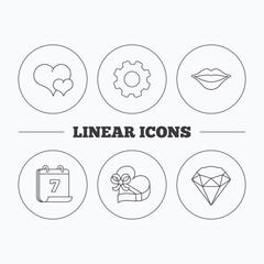 Love heart, brilliant and gift box icons.
