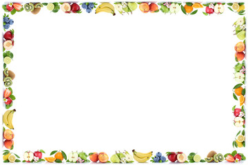 Früchte Apfel Orange Äpfel Orangen Bananen Obst Rahmen Textfre