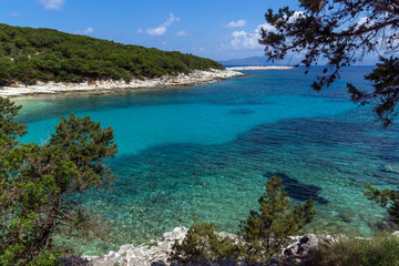Fototapeta premium amazing view of Emblisi Fiskardo Beach, Kefalonia, Ionian islands, Greece