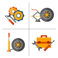 Vector car repair cartoon icon