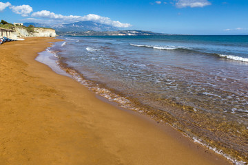 Fototapeta na wymiar panorama of Xi Beach,beach with red sand in Kefalonia, Ionian islands, Greece