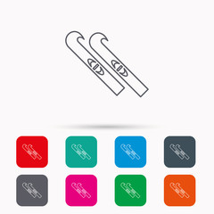 Skiing icon. Skis sign.