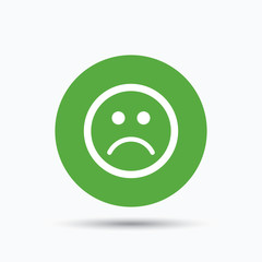 Sad smiley icon. Bad feedback sign.