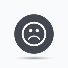 Sad smiley icon. Bad feedback sign.