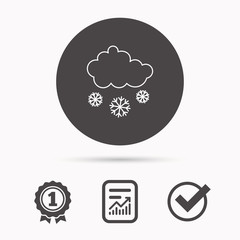 Snow icon. Snowflakes with cloud sign.