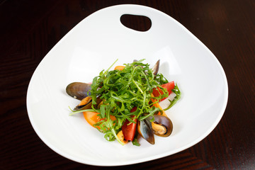 Beautiful dishes with mussels