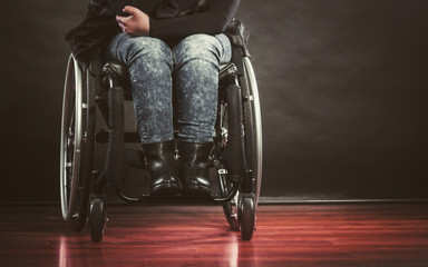 Depressed person on wheelchair.