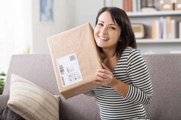 Woman receiving a parcel