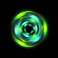 Abstract ring background with luminous swirling backdrop. Glowing spiral. The energy flow tunnel. Shine round frame with light circles light effect. Glowing cover. Space for your message.
