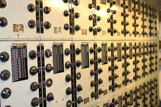 Receivers and transmitters in the ship radio room, USS Midway Museum, San Diego, California