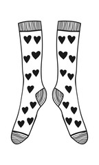 Pair of doodle socks isolated on white background. Clothing, accessory. 