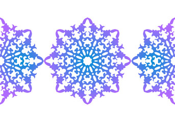 Snowflake. Christmas seamless pattern. Circular ornament, decorative lace. Vector illustration